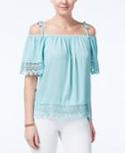 Bcx Juniors' Off-the-shoulder Crochet-lace Top