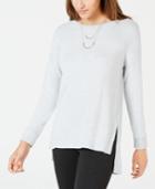 Bcx Juniors' High-low Tunic Sweater With Necklace