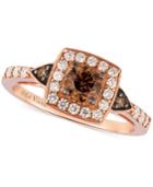 Le Vian Chocolatier Chocolate Diamond And White Diamond Ring In 14k Rose Gold (7/8 Ct. T.w.)