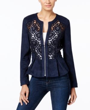 Inc International Concepts Mixed-media Peplum Jacket, Only At Macy's