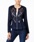 Inc International Concepts Mixed-media Peplum Jacket, Only At Macy's