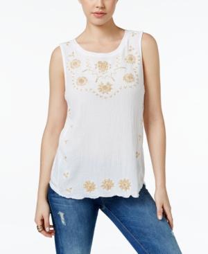 Lucky Brand Embroidered Scoop-neck Tank Top