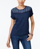 Style & Co Embroidered Short-sleeve Top, Only At Macy's