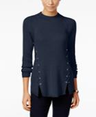 Style & Co Mock-neck Lace-up Sweater, Only At Macy's