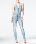 Guess Ripped Denim Zip-up Jumpsuit