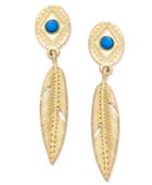 Danielle Nicole Gold-tone Turquoise-look Feather Drop Earrings