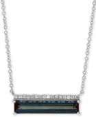 Effy London Blue Topaz (3 Ct. T.w.) & Diamond Accent 18 Pendant Necklace In 14k White Gold
