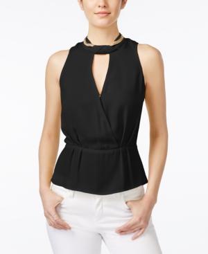 Xoxo Juniors' Embellished Surplice Peplum Top