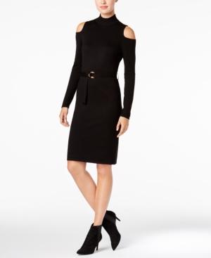 Calvin Klein Belted Cold-shoulder Sweater Dress
