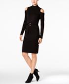 Calvin Klein Belted Cold-shoulder Sweater Dress