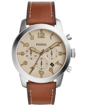 Fossil Men's Chronograph 54-pilot Light Brown Leather Strap Watch 44mm Fs5144