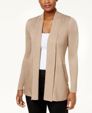 Jm Collection Metallic Ribbed Open-front Cardigan, Created For Macy's