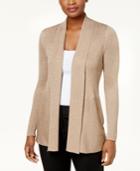 Jm Collection Metallic Ribbed Open-front Cardigan, Created For Macy's