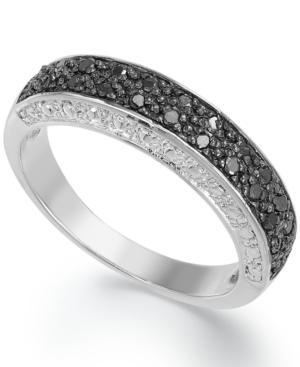 Victoria Townsend Sterling Silver Black Diamond (1/4 Ct. T.w.) And White Diamond Accent Band