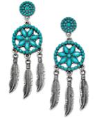 Silver-tone Turquoise-look Dreamcatcher Earrings