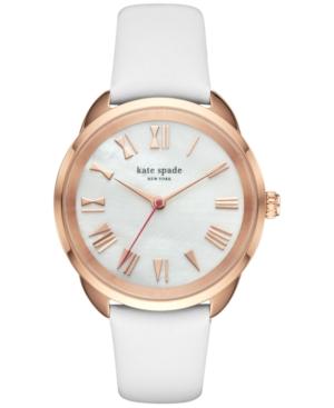 Kate Spade New York Women's Crosstown White Leather Strap Watch 34mm Ksw1283