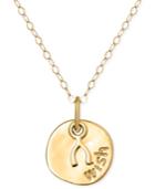 14k Gold Necklace, Wish Disc Pendant