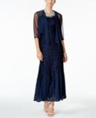 R & M Richards Embellished Glitter Lace Gown & Jacket