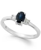 Sapphire (3/4 Ct. T.w.) And Diamond Accent Ring In 14k White Gold