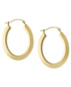 18k Gold Earrings, Polished Oval Hoop Earrings