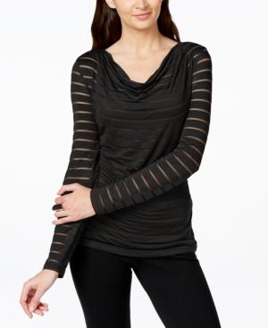 Inc International Concepts Draped Illusion-striped Top, Only At Macy's