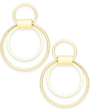 Thalia Sodi Gold-tone Double-circle Drop Hoop Earrings, Created For Macy's