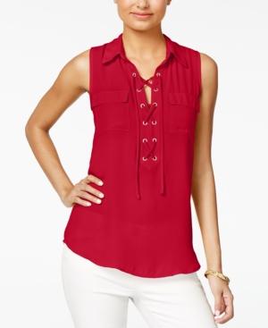 Bcx Juniors' Lace-up Sleeveless Shirt