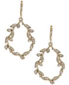 Lonna & Lilly Gold-tone Crystal Leaf Drop Hoop Earrings