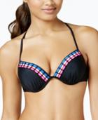 California Waves Crochet-trim Underwire Push-up Bikini Top Women's Swimsuit