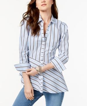 Inc International Concepts Asymmetrical Striped Shirt, Created For Macy's