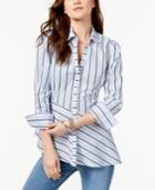 Inc International Concepts Asymmetrical Striped Shirt, Created For Macy's
