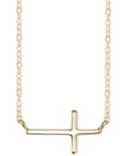 Unwritten East-west Cross Pendant Necklace In Gold-tone Sterling Silver