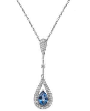 London Blue Topaz (3/4 Ct. T.w.) And Diamond (1/3 Ct. T.w.) Pendant Necklace In 14k White Gold