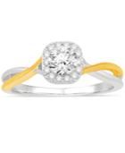 Diamond Two-tone Halo Engagement Ring (1/2 Ct. T.w.) In 14k Gold And White Gold