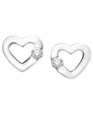 Giani Bernini Sterling Silver Earrings, Cubic Zirconia (1/8 Ct. T.w.) Heart Stud