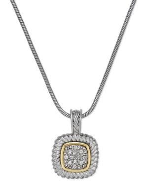 Charter Club Two-tone Crystal Pave Pendant Necklace