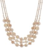Lonna & Lilly Gold-tone Filigree Disc Triple-row Statement Necklace