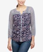 Lucky Brand Mixed-print Blouse