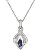 Sapphire (1/3 Ct. T.w.) And Diamond (1/8 Ct. T.w.) Pendant Necklace In 14k White Gold