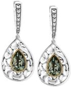 Balissima By Effy Green Amethyst Pear Drop Earrings In Sterling Silver And 18k Gold (2-1/3 Ct. T.w.)