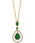 Brasilica By Effy Emerald (1-1/6 Ct. T.w.) And Diamond (1/4 Ct. T.w.) Teardrop Pendant Necklace In 14k Gold