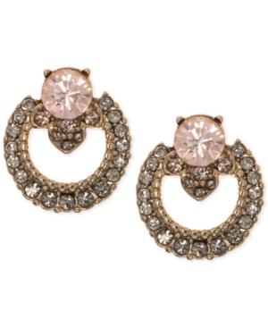 Marchesa Gold-tone Crystal Open Button Earrings