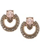Marchesa Gold-tone Crystal Open Button Earrings