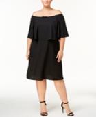 Sl Fashions Plus Size Cape Overlay A-line Dress