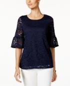 Charter Club Lantern-sleeve Lace Top, Created For Macy's