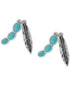 Lucky Brand Silver-tone Stone And Feather Ear Climber Earrings