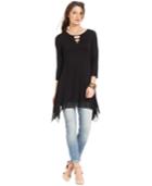 Cable & Gauge Keyhole Handkerchief-hem Tunic