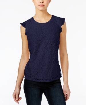 Maison Jules Lace Flutter-sleeve Top, Created For Macy's