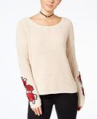 Almost Famous Juniors' Rose-embroidered Sweater