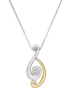 Sirena Diamond Swirled Two-tone Pendant Necklace (1/4 Ct. T.w.) In 14k Gold